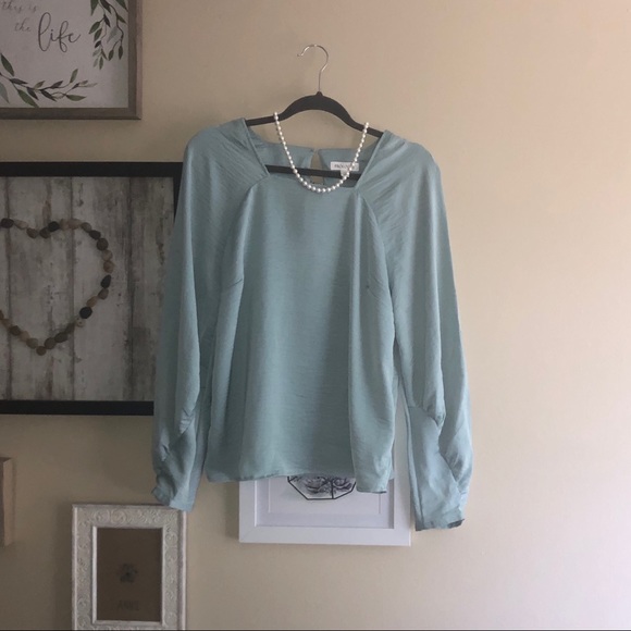 Tops - Pale Blue Square Neck Blouse (Size L)